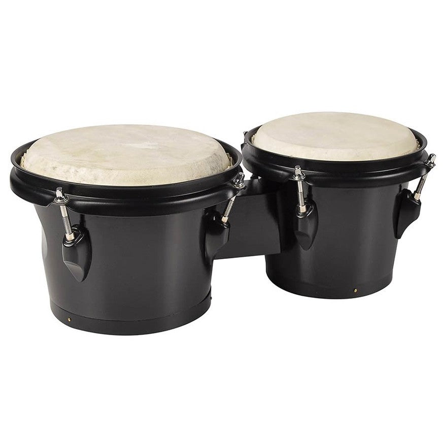 Hayman BG-402-BK bongo, hardhout, 6,5"+7,5", zwart, natuurvel, zwarte hardware westerhaven-muziek