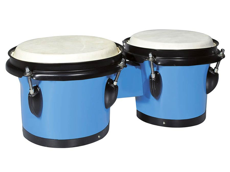 Hayman BG-402-BU bongo, hardhout, 6,5"+7,5", blauw, natuurvel, zwarte hardware