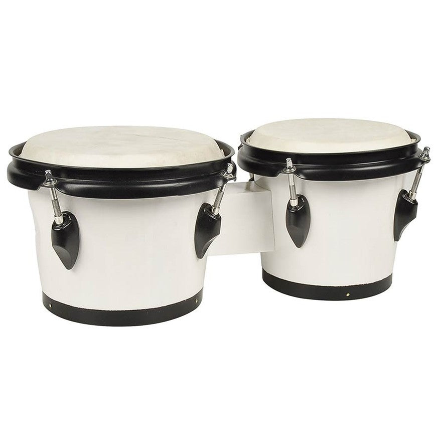 Hayman BG-402-WH bongo, hardhout, 6,5"+7,5", wit, natuurvel, zwarte hardware westerhaven-muziek