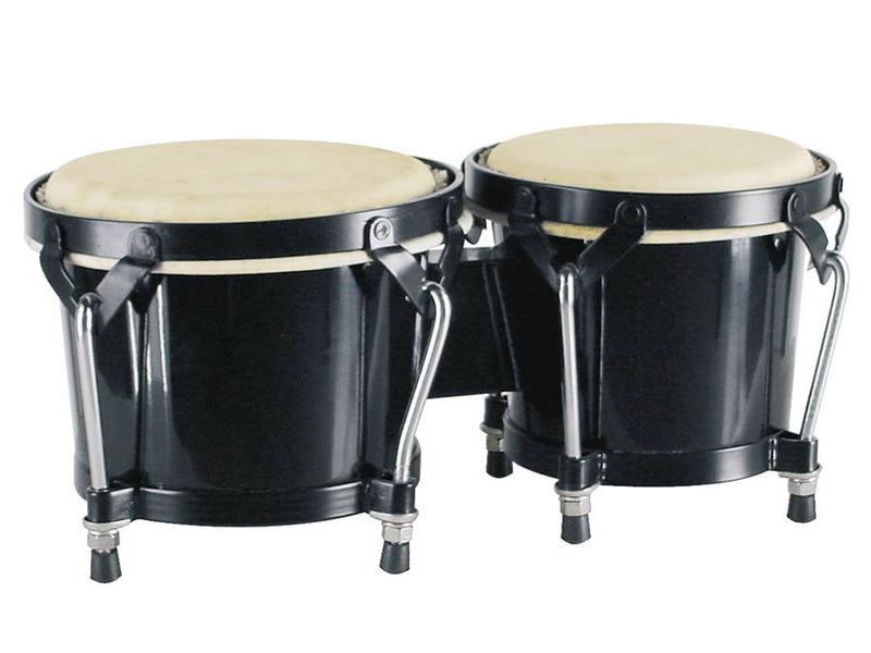 Hayman BG-405-BK bongo, hardhout, 7"+8,5", zwart, natuurvel, zwarte hardware