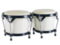 Hayman BG-405-WH bongo, hardhout, 7"+8,5", wit, natuurvel, zwarte hardware