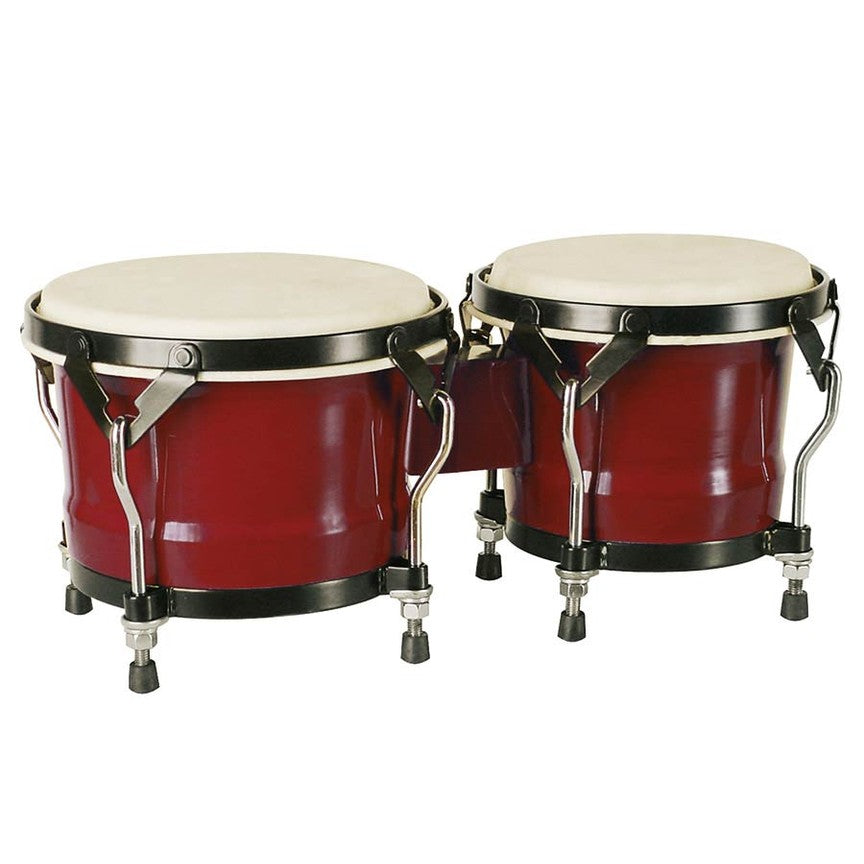 Hayman BG-405-RD bongo, hardhout, 7"+8,5", rood, natuurvel, zwarte hardware westerhaven-muziek
