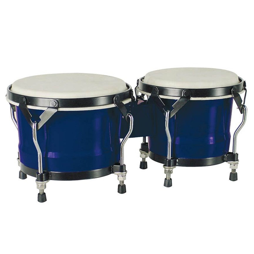 Hayman BG-405-BU bongo, hardhout, 7"+8,5", blauw, natuurvel, zwarte hardware westerhaven-muziek