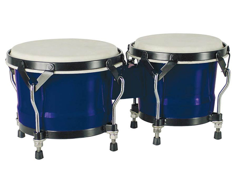 Hayman BG-405-BU bongo, hardhout, 7"+8,5", blauw, natuurvel, zwarte hardware