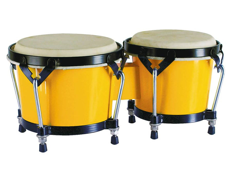 Hayman BG-405-YE bongo, hardhout, 7"+8,5", geel, natuurvel, zwarte hardware