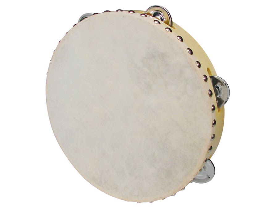 Hayman CSN-1006 tamboerijn, natuurvel, 10", 6 schellen, hout