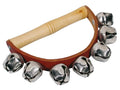 Hayman HB-37 bellenkrans, met handvat, 7 bellen van 25 mm, hout en leder