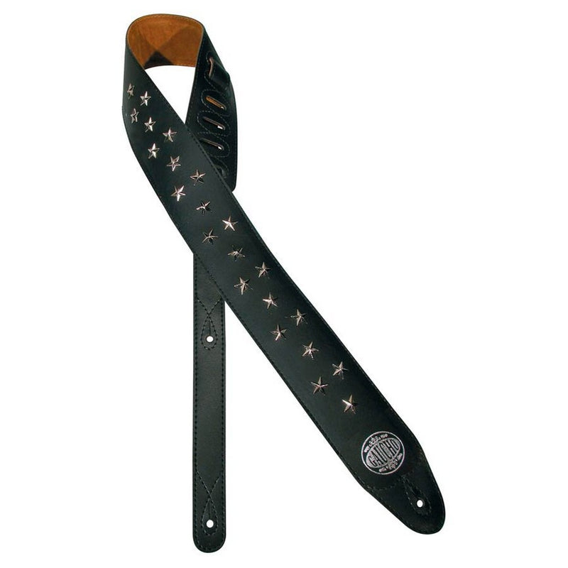 Gaucho GST-280-BK guitar strap, black, with chrome stars