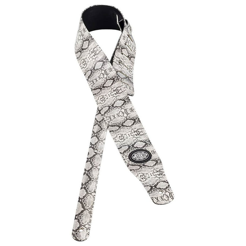 Gaucho GST-205-WH guitar strap, white snakeskin