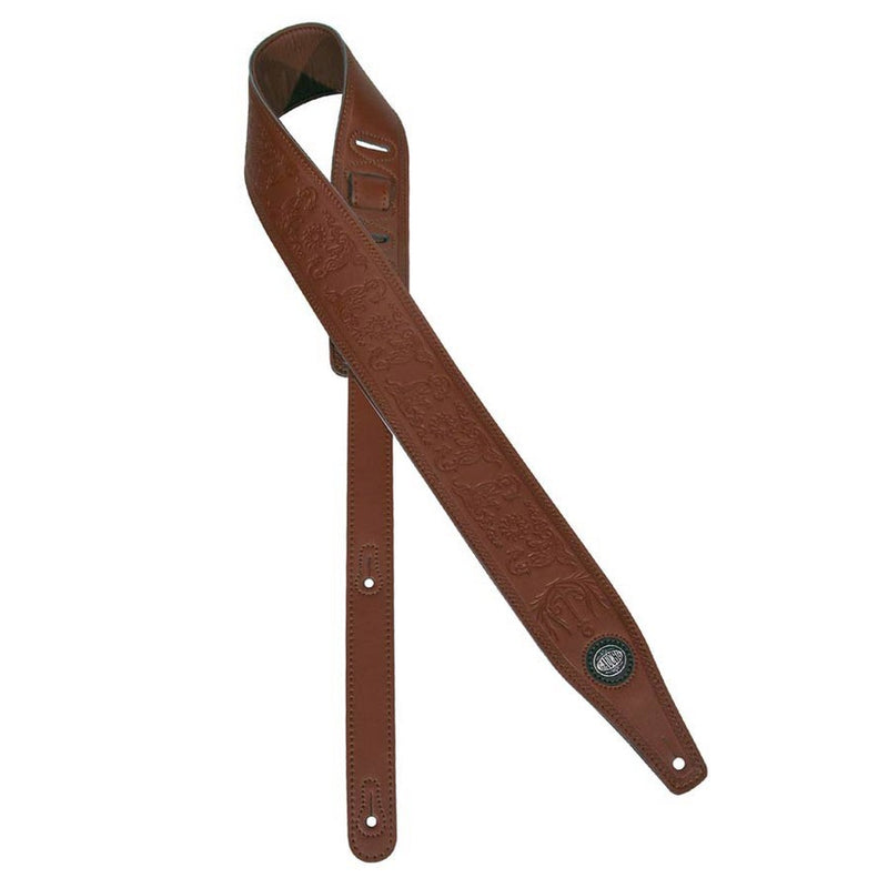 Gaucho GST-641-BR guitar strap, faux leather, brown
