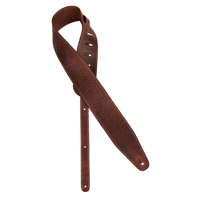 Gaucho GST-952-DBR guitar strap, top quality European leather, 7 cm. wide, dark brown, made in Italy