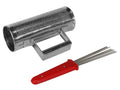 Hayman SGS-308 guira shaker, staal, 3" x 8", met brush westerhaven-muziek