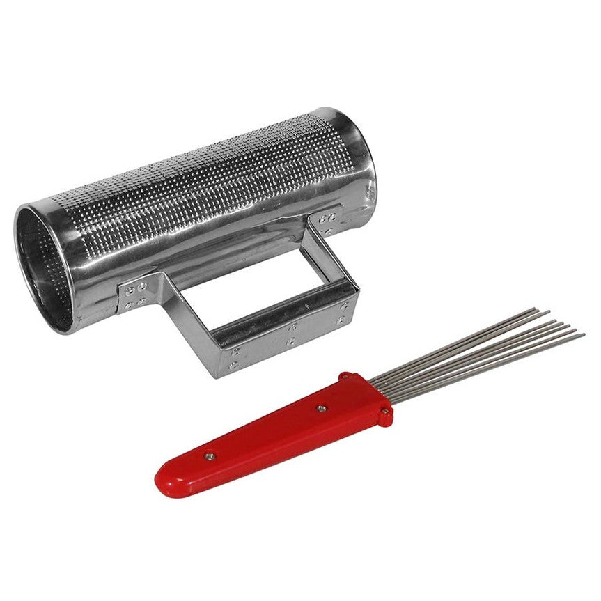 Hayman SGS-308 guira shaker, staal, 3" x 8", met brush westerhaven-muziek