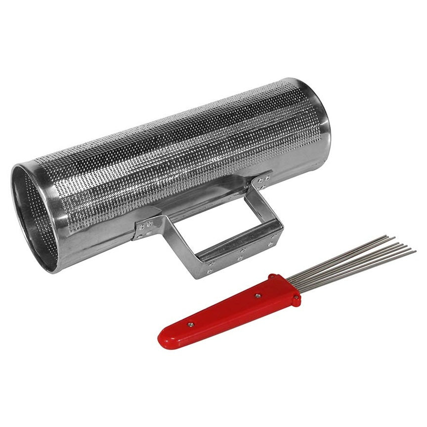 Hayman SGS-412 guira shaker, staal, 4" x 12", met brush westerhaven-muziek