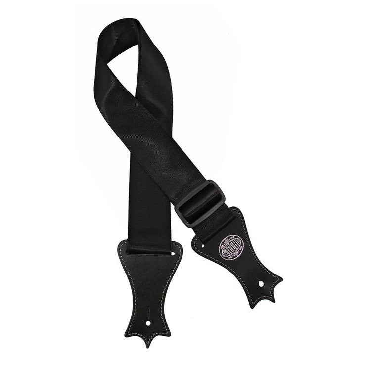 Gaucho GST-140-BK guitar strap, deluxe black nylon with faux leather slips, no print