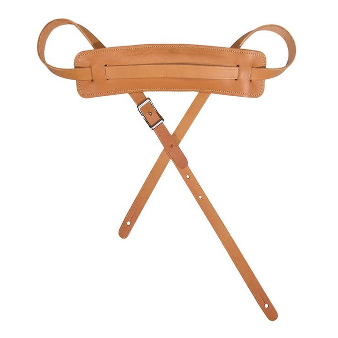 Gaucho GST-925-NT guitar strap, top quality European leather, adjustable belt buckle, natural, made in Italy
