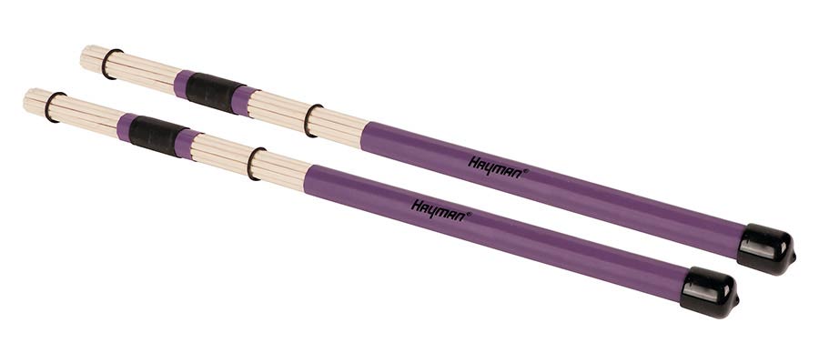 Hayman RS-11-BSC drumrods, bamboe, zwart handvat, 11 staven, sterke kern, lengte 400 mm, diameter bol 14 mm.