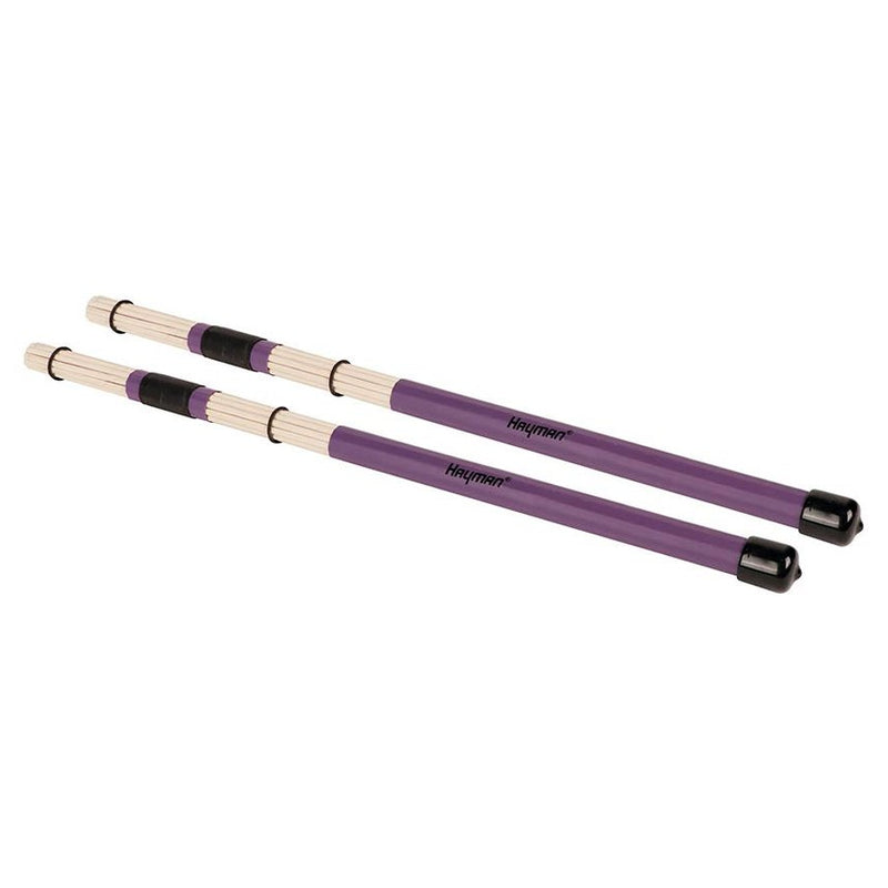 Hayman RS-11-BSC drumrods, bamboe, zwart handvat, 11 staven, sterke kern, lengte 400 mm, diameter bol 14 mm.