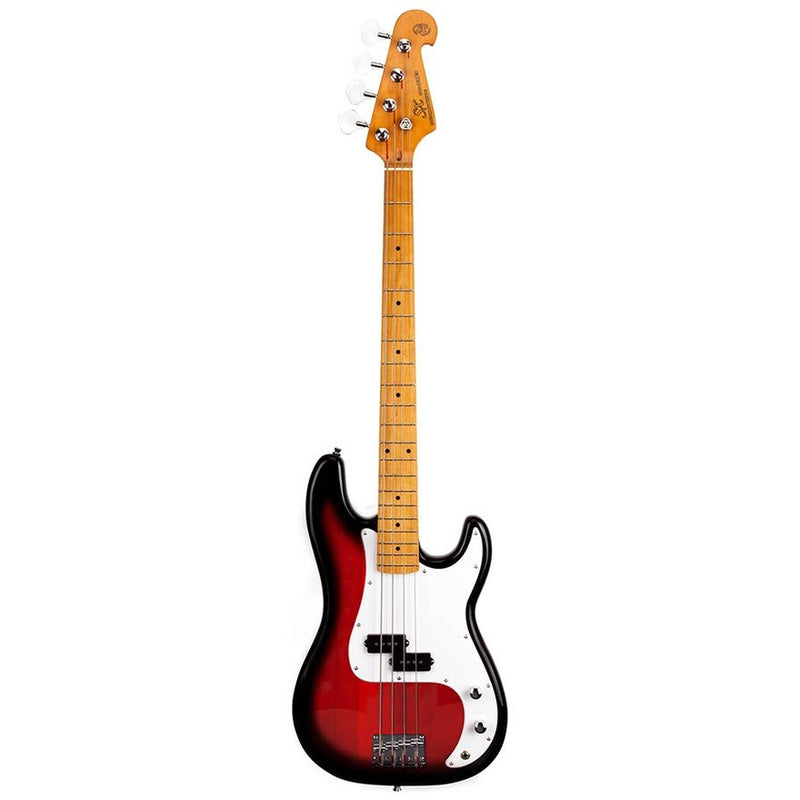 SX SPB57-2TS 57 vintage P-style electric bass guitar, with split single coil pickup, with bag, sunburst