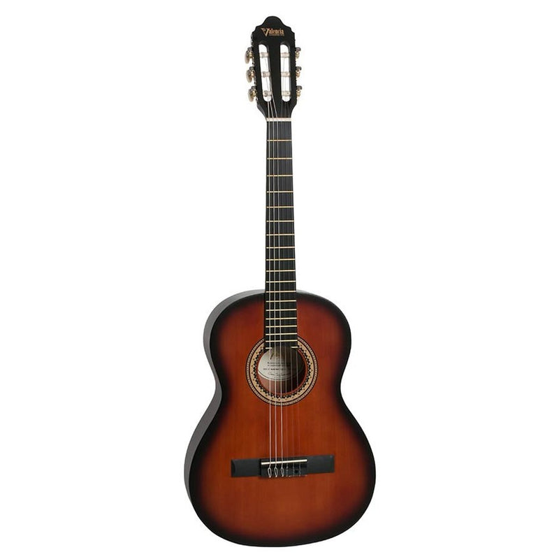 Valencia VC203HCSB klassieke gitaar 3/4. hybride hals. sitka sparren top. nato zij- & achterblad. sunburst finish