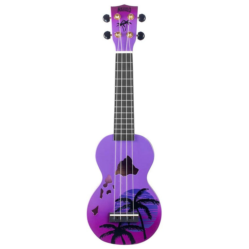 Mahalo MD1HAPPB soprano ukulele hawaii, purple burst, with bag