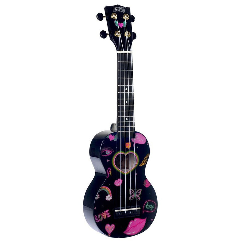 Mahalo MA1HEBK soprano ukulele heart, black, with bag