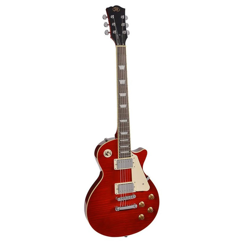 SX EF3D-TWR LP Std. style electric guitar, mahagony body, flamed maple top, set neck, trans. Wine red