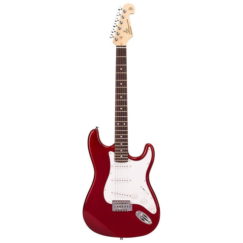 SX ED1/CAR electric guitar, with 3 single coil pickups and vintage tremolo, bag, candy apple red