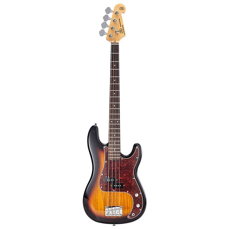SX BD2/3TS P-style electric bass guitar, 3 tone sunburst, with gig bag