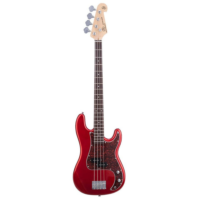 SX BD2/CAR P-style electric bass guitar, candy apple red, with gig bag