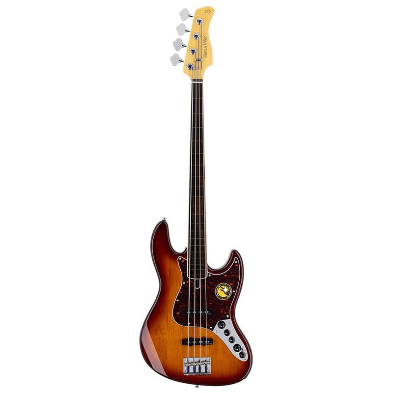 Sire V7+ A4F/TS fretless alder 4-string active bass guitar tobacco sunburst