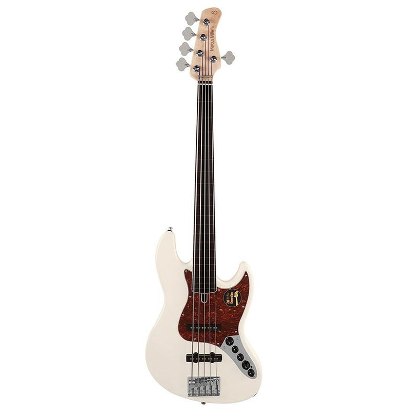 Sire V7+ A5F/AWH fretless alder 5-string active bass guitar antique white