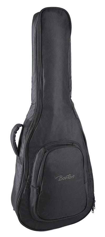 Boston W-06.2 gigbag voor akoestische gitaar. 6 mm. voering. nylon. 2 riemen. groot voorvak. zwart