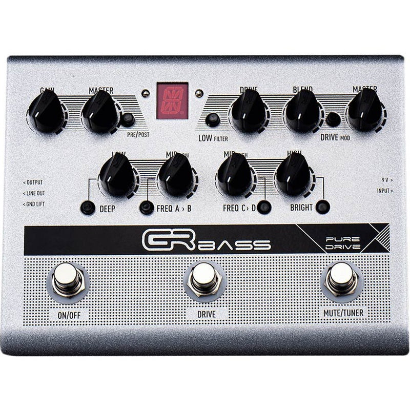 GR Bass PureDRV preamp pedal, with overdrive, 4 band EQ, tuner, DI, efx loop, line out
