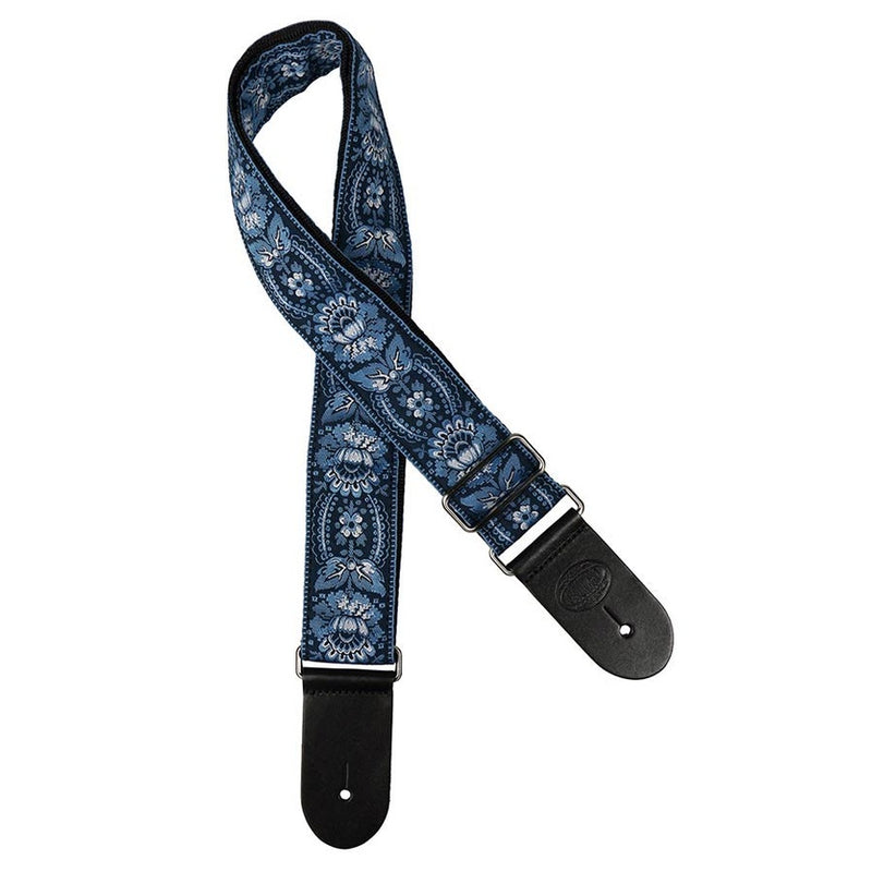 Gaucho GST-192-02 guitar strap, 2” jacquard weave, leather slips, multi colors