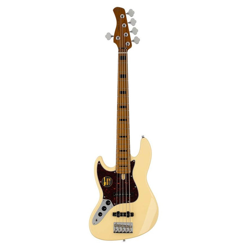 Sire V5 A5L/VWH lefty alder 5-string passive bass guitar vintage white
