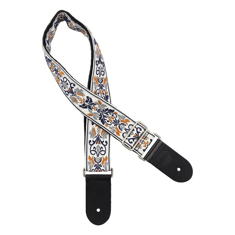 Gaucho GST-194-01 guitar starp, 2” jacquard weave, leather slips, multi colors