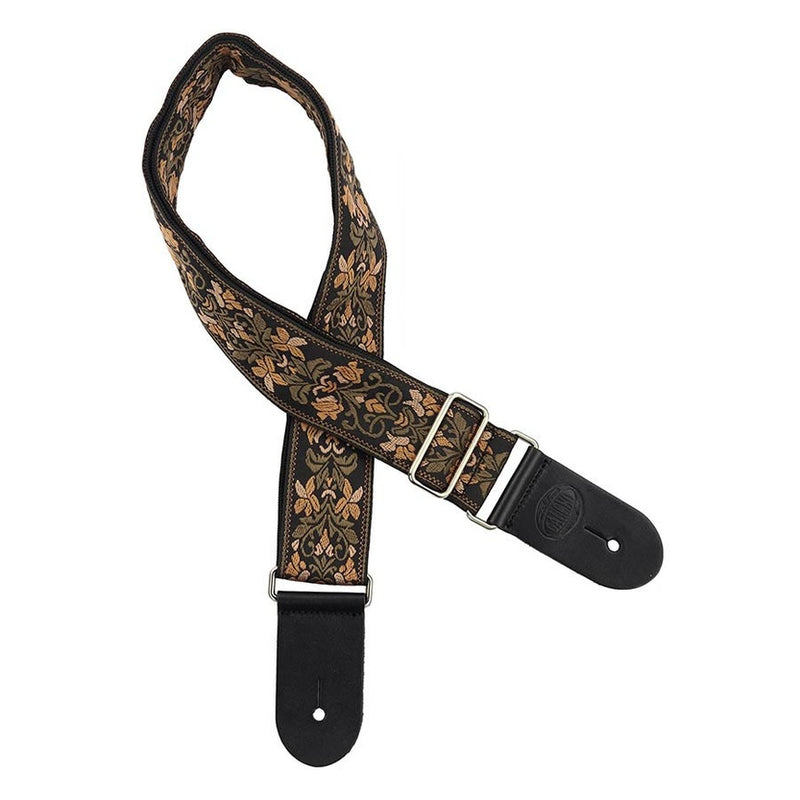 Gaucho GST-194-04 guitar strap, 2” jacquard weave, leather slips, multi colors