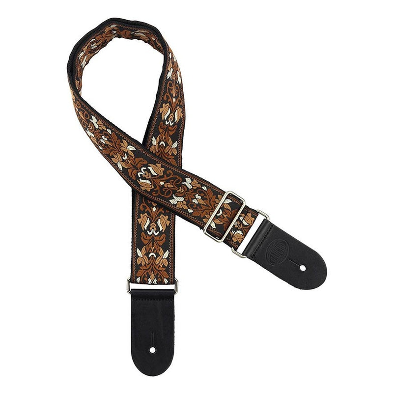Gaucho GST-194-06 guitar strap, 2” jacquard weave, leather slips, multi colors