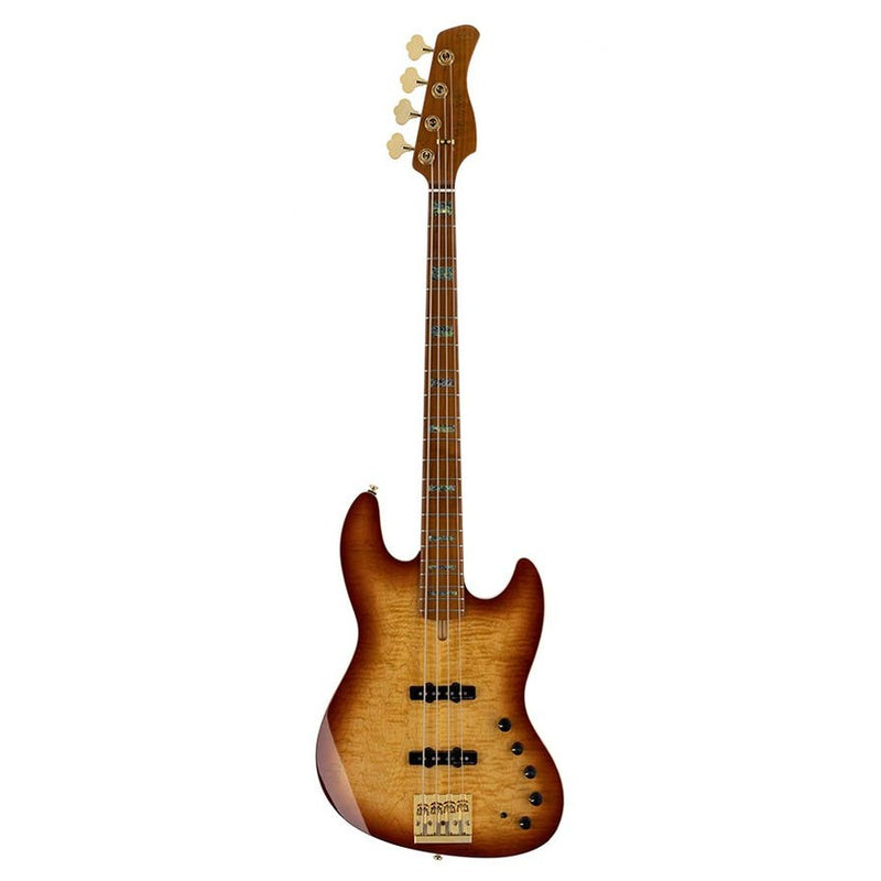 Sire V10 DX4/TS swamp ash + flamed maple 4-string active bass guitar tobacco sunburst, with hardcase