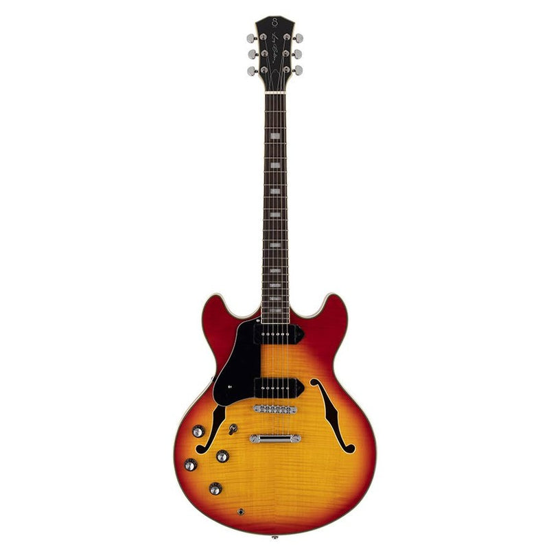 Sire H7VL/CS lefty electric guitar archtop with P90s cherry sunburst