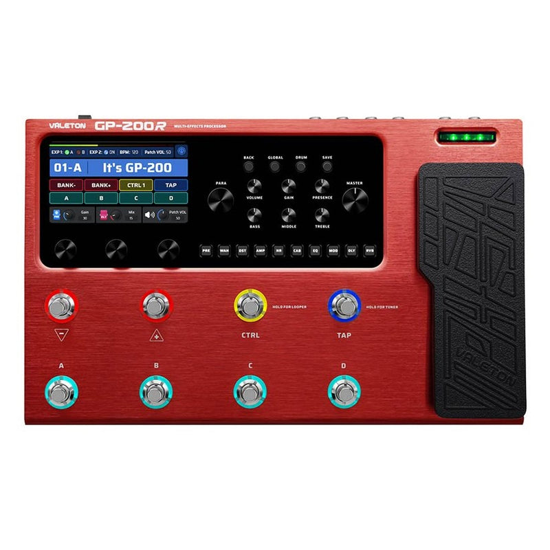 Valeton GP-200R multi-effects processor with IR + amp/cab simulation + effects + looper + audio interface, 9V PSU