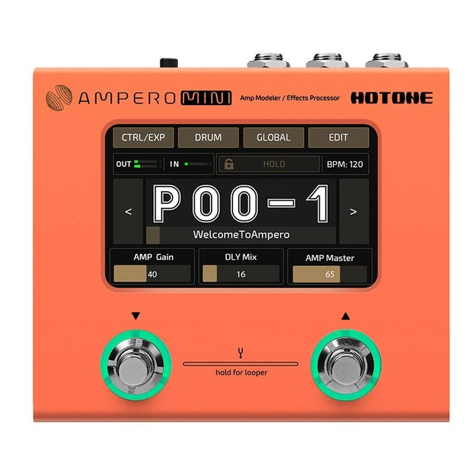 HoTone MP-50OR amp modeler and effects processor AMPERO MINI, with PSU, orange