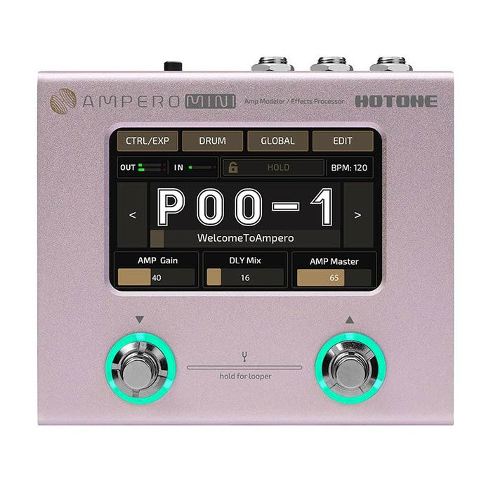 HoTone MP-50PT amp modeler and effects processor AMPERO MINI, with PSU, purple taro