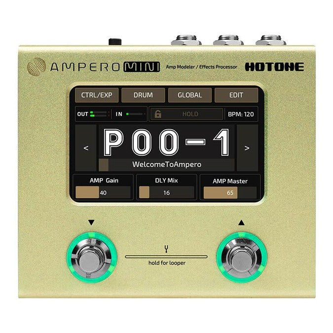 HoTone MP-50MT amp modeler and effects processor AMPERO MINI, with PSU, mustard