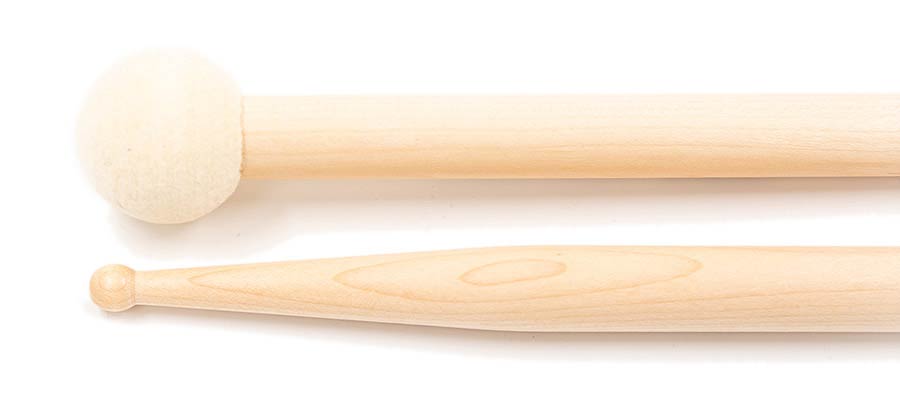 Wincent W-SD6 maple drumstok/mallet SD6 met 32mm hard vilten bal en SD2 handvat