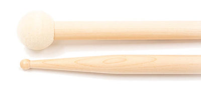 Wincent W-SD6 maple drumstok/mallet SD6 met 32mm hard vilten bal en SD2 handvat