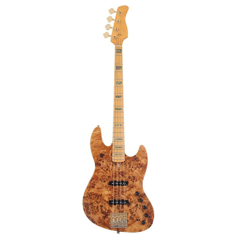 Sire V10 4/NTS swamp ash + poplar burl 4-string active bass guitar, natural satin, incl. gigbag