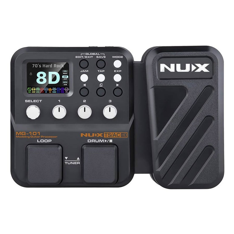 NUX MG-101 guitar amp modeling processor and multi effect with drum machine and phrase looper, compact
