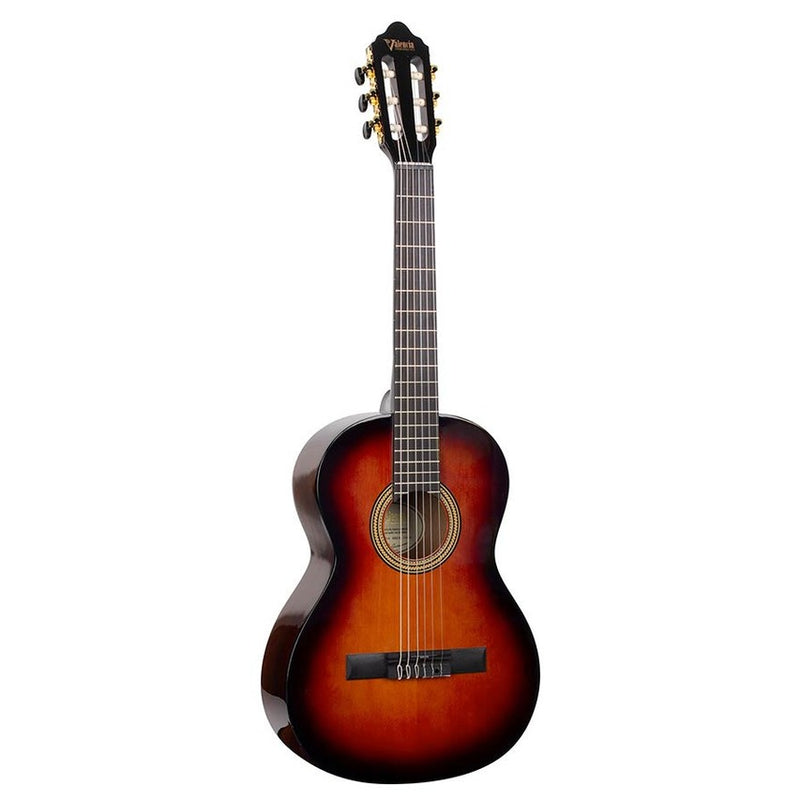Valencia VC263CSB klassieke gitaar 3/4. sitka sparren top. mahonie zij- & achterblad. hoogglans sunburst finish
